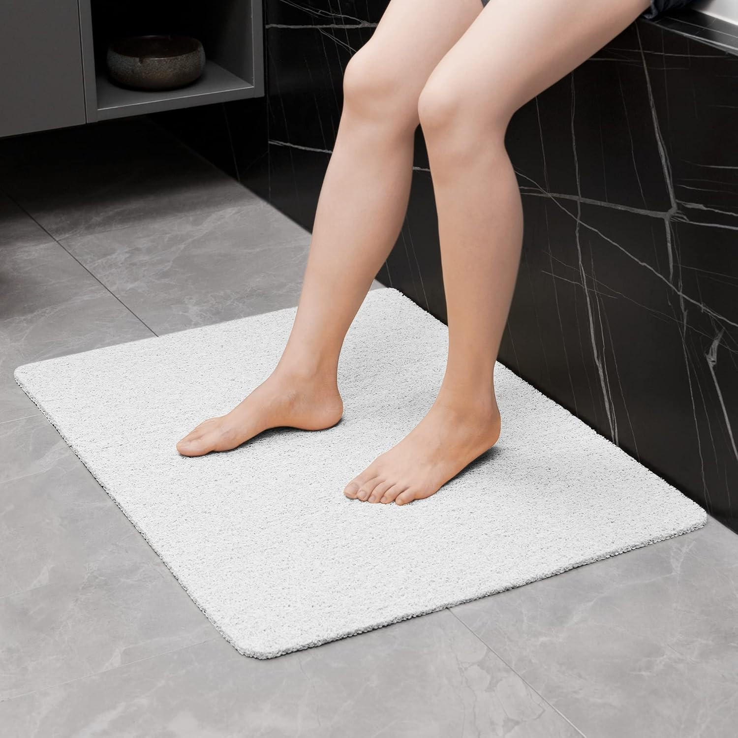 DUSCHMATTE Luffa Weiß 50/80 cm Rutschfest Schnelltrocknend - Weiß, Naturmaterialien (50/80cm)