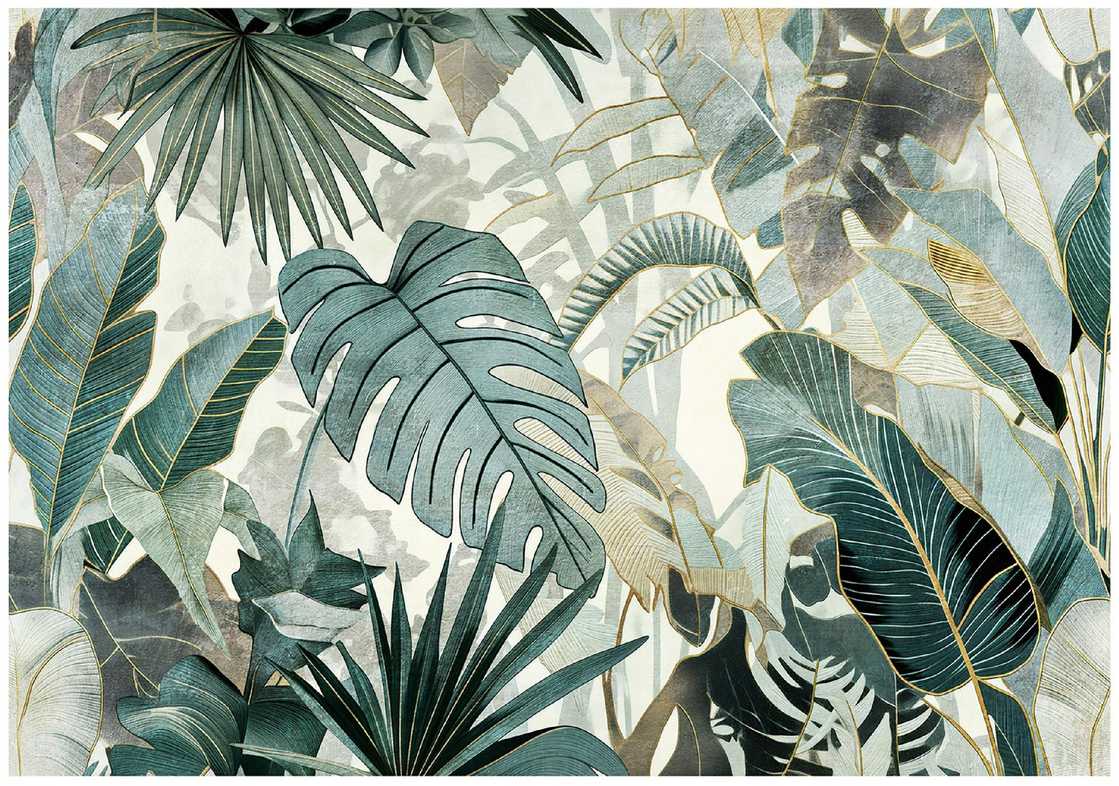 FOTOTAPETE Blätter Dschungel Grün 312x219 cm - Multicolor, Textil (312/219cm) - Wallarena