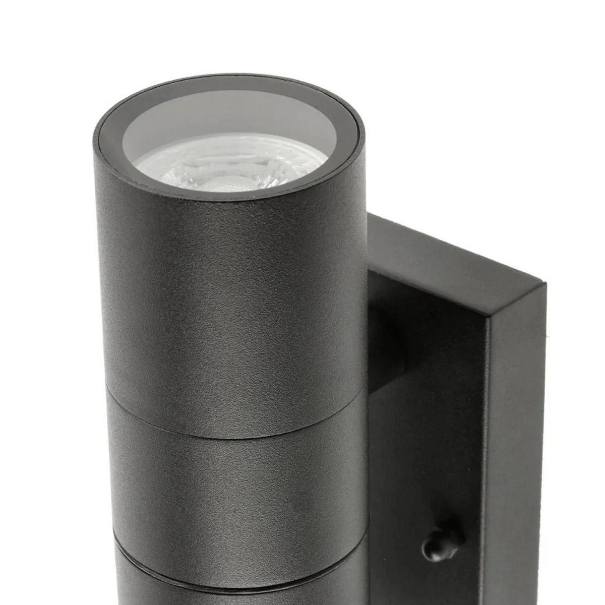 AUSSENWANDLEUCHTE Schwarz Edelstahl GU10 Auf und Ab IP44 mit PIR-Bewegungsmelder - Schwarz, Metall (6.9/22/10.2cm) - CGC Europe
