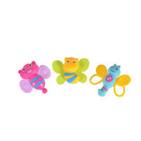 BABYRASSEL K999 107B 3-teilig bunt 3 Rasseln, Greifling, Beißring, verschiedene Tiere, ab 12 Monaten - Multicolor, Kunststoff (10/4/10cm) - Moni