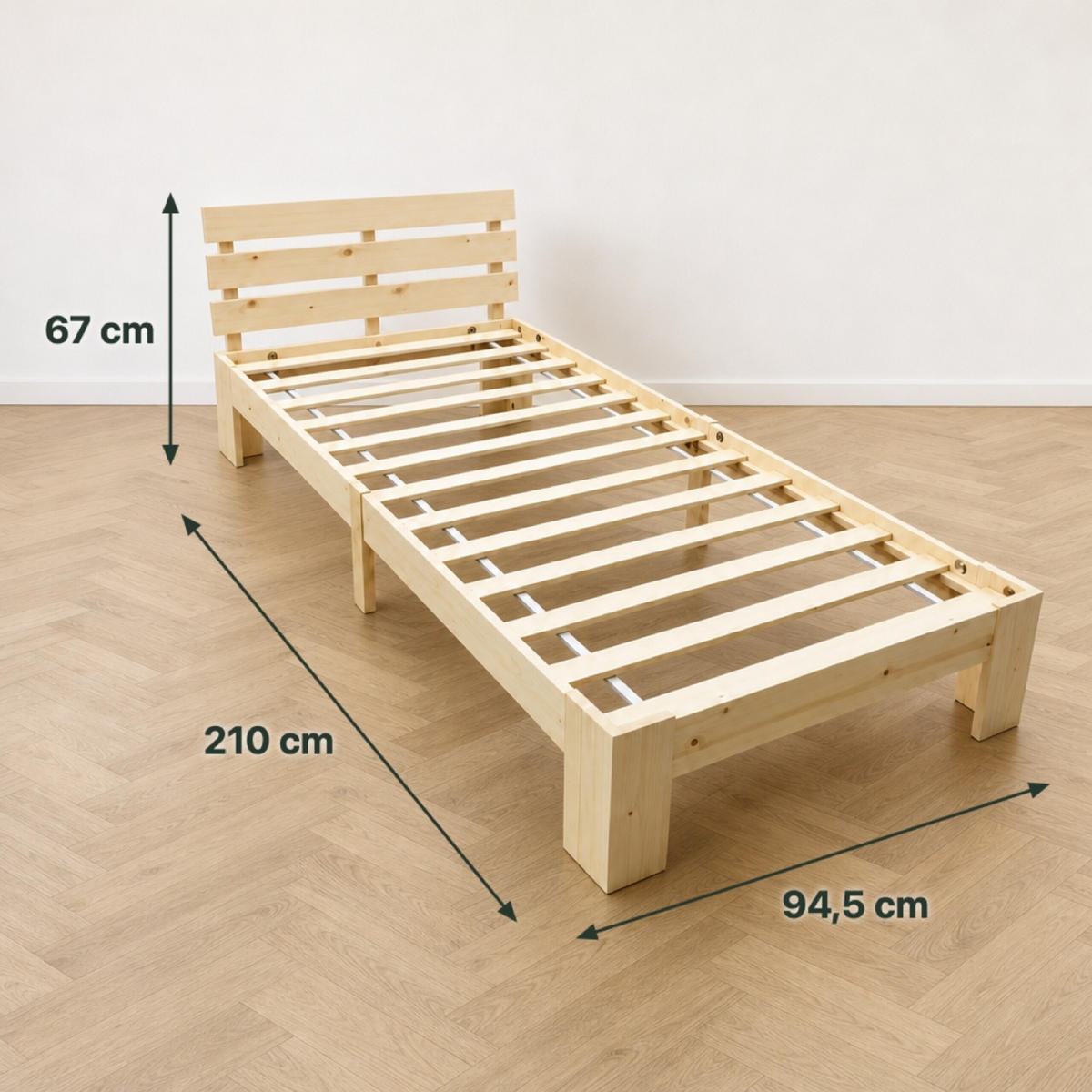 BETT Natur Massivholz Kiefer mit Lattenrost 90x200 cm - Hellbraun, Holz - Relaxdays
