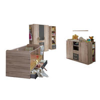 BABYZIMMER Cariba in Eiche San Remo und Graphit 9 teilig - Braun, Holzwerkstoff (120/200/80cm)