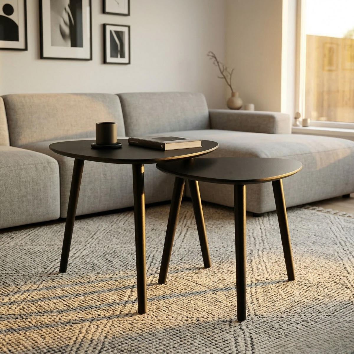 COUCHTISCH-SET Bini 2er-Set - Schwarz, Holzwerkstoff (45/45/44.5cm) - EDAXO