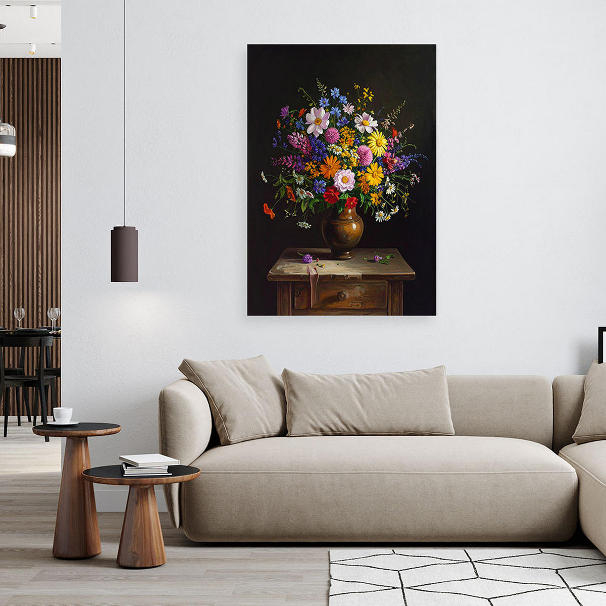 LEINWANDBILD Blumen 60x90cm - Multicolor, Textil (60/90cm) - Feeby