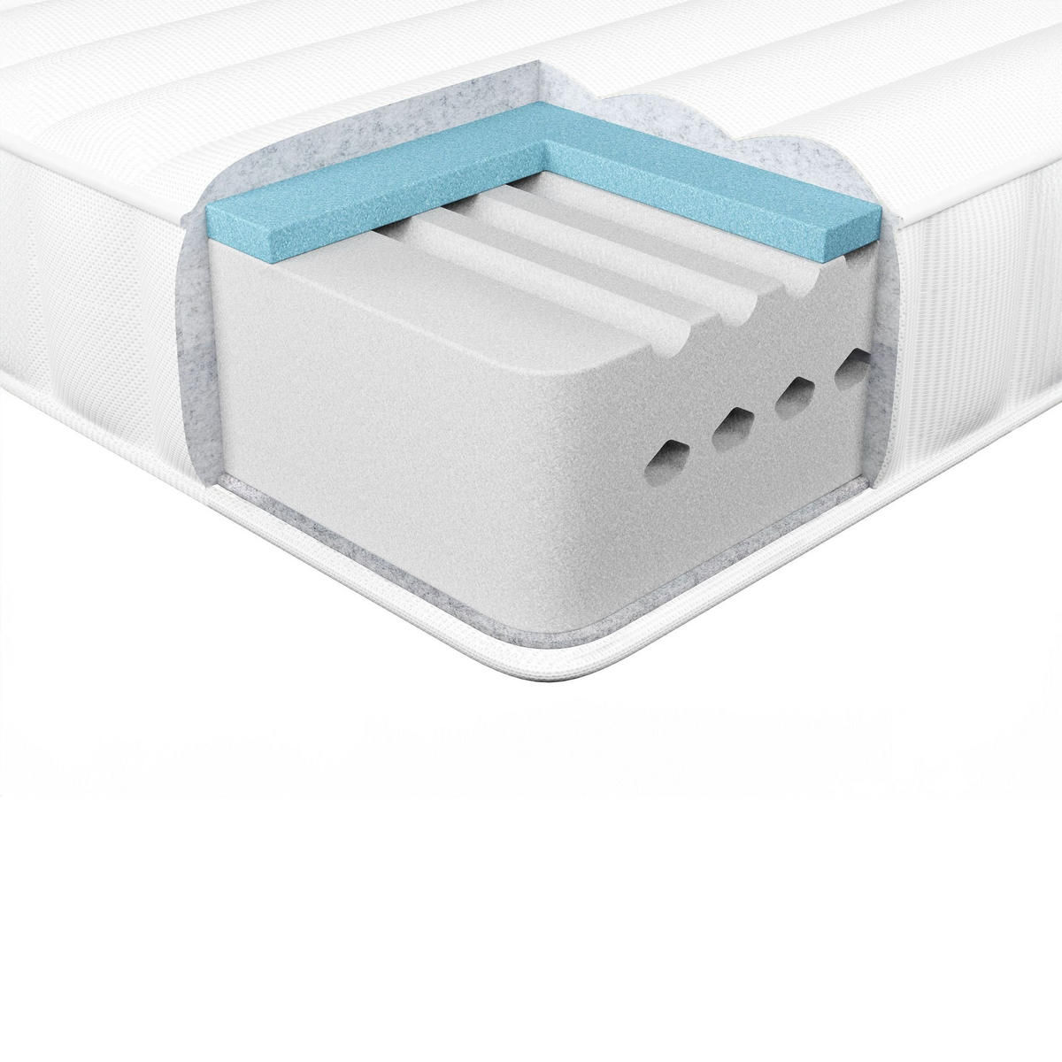 GEL-MEMORY-SCHAUMMATRATZE H2/3 Mittel 120/200 cm Happiness - Grau, Textil (120/200cm) - Beliani