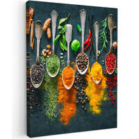 LEINWANDBILD Kräuter - Gewürze - Löffel 30x40 cm - Currygelb, Textil (30/40cm) - MuchoWow