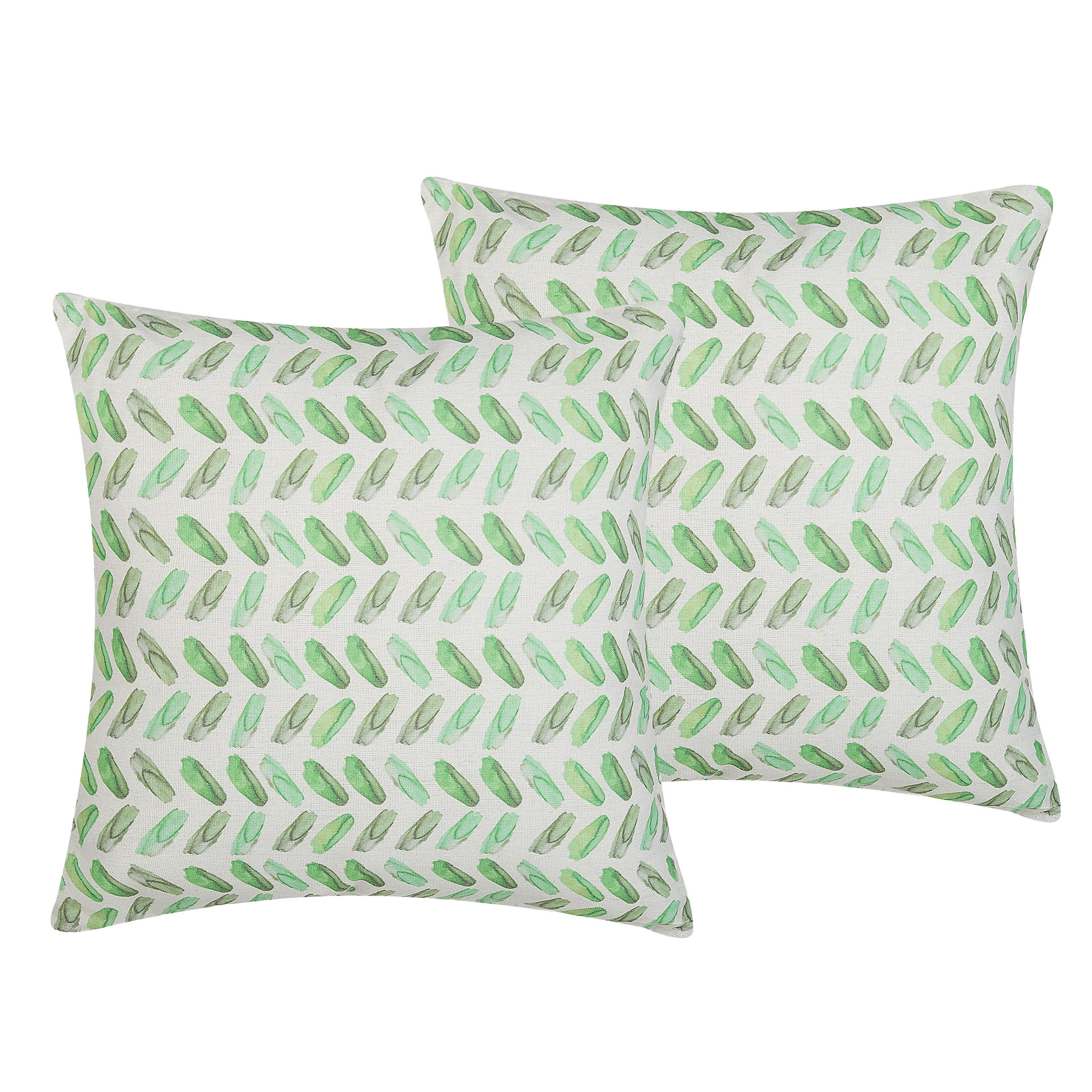 DEKOKISSEN 2er-Set Grün 45/45 cm Prunus - Grün, Textil (45/45cm) - Beliani