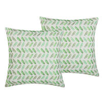 DEKOKISSEN 2er-Set Grün 45/45 cm Prunus - Grün, Textil (45/45cm) - Beliani