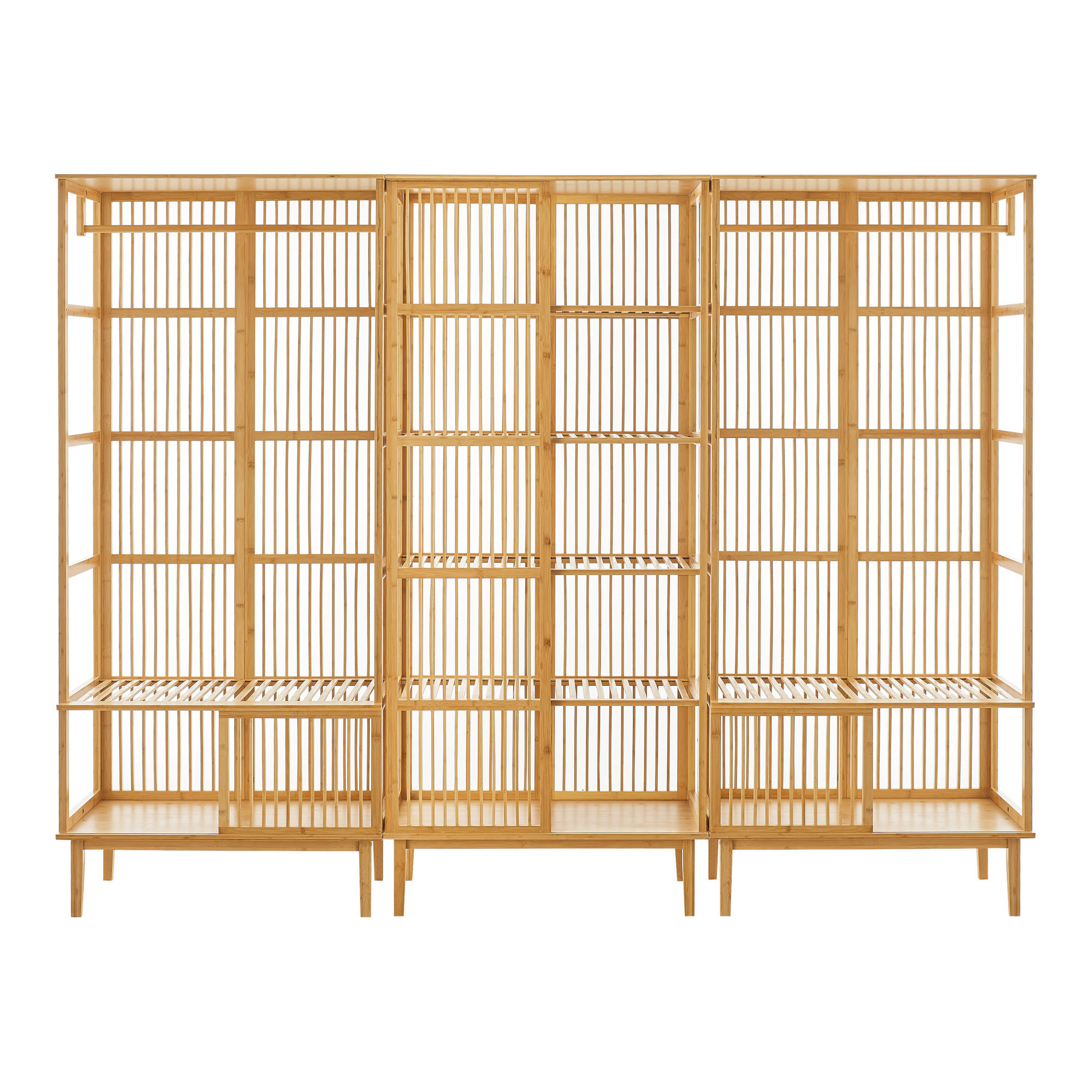 GARDEROBENSCHRANK - Naturfarben, Holz (240/185/45cm) - [en.casa]