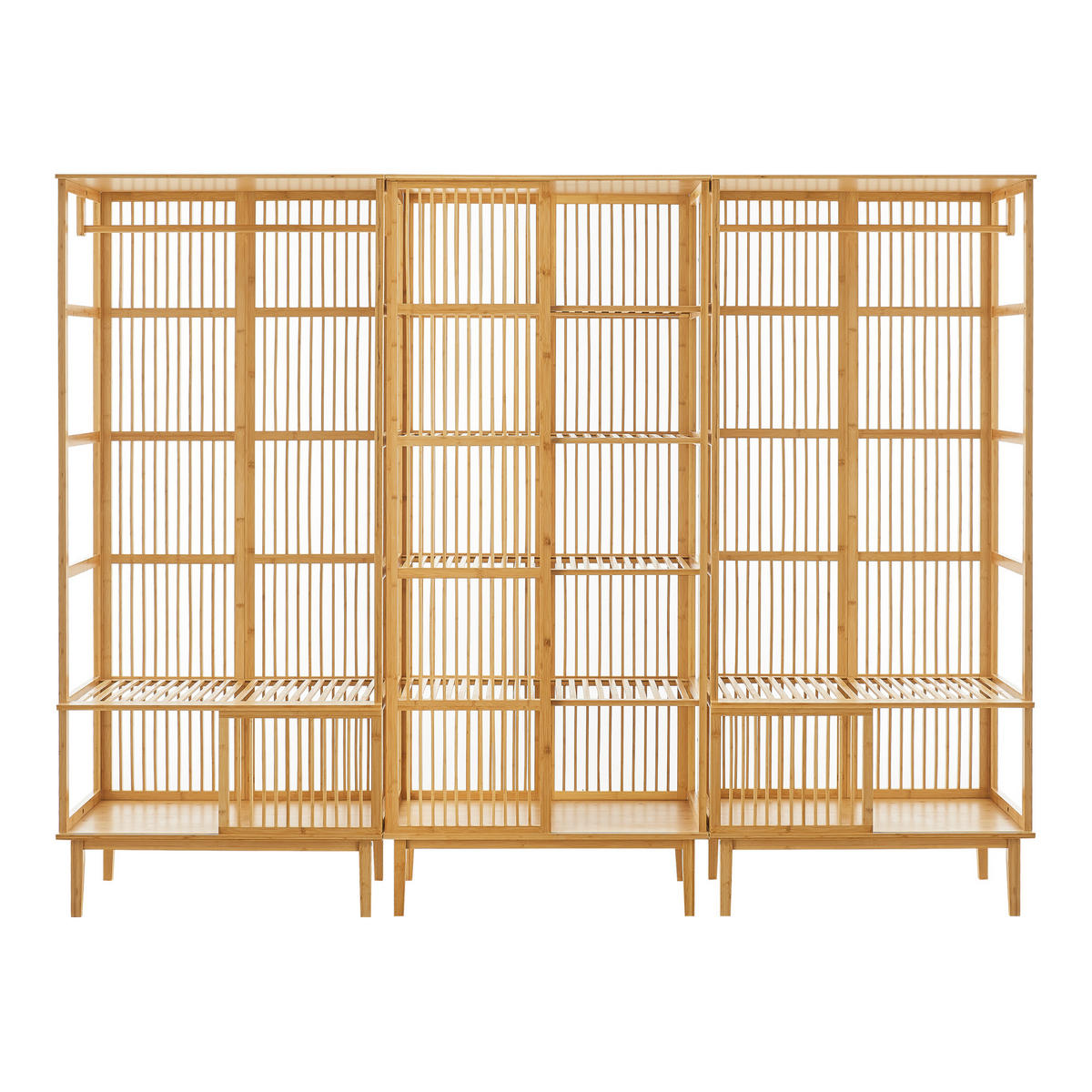 GARDEROBENSCHRANK - Naturfarben, Holz (240/185/45cm) - [en.casa]