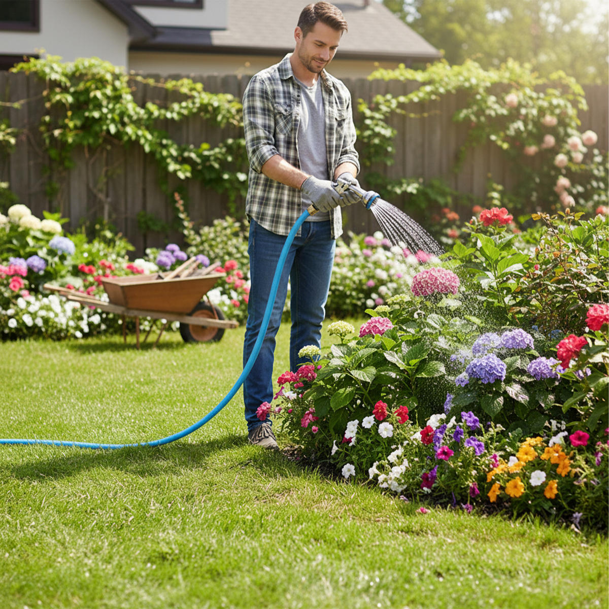 GARTENSCHLAUCH - Hellblau, Kunststoff (3000cm) - Relaxdays