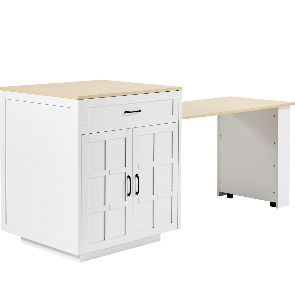 BARTISCH ausziehbar mit Stauraum 133-202 x 70 x 93,5 cm Weiß - Weiß, Holz (70/93.5/202cm) - Beauniv