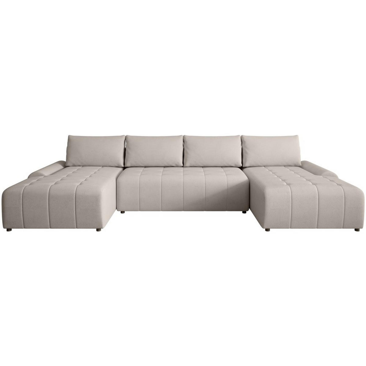 WOHNLANDSCHAFT Costa U Hellbraun, Velours - Hellbraun/Schwarz, Kunststoff/Textil (367/80/169cm) - Beautysofa