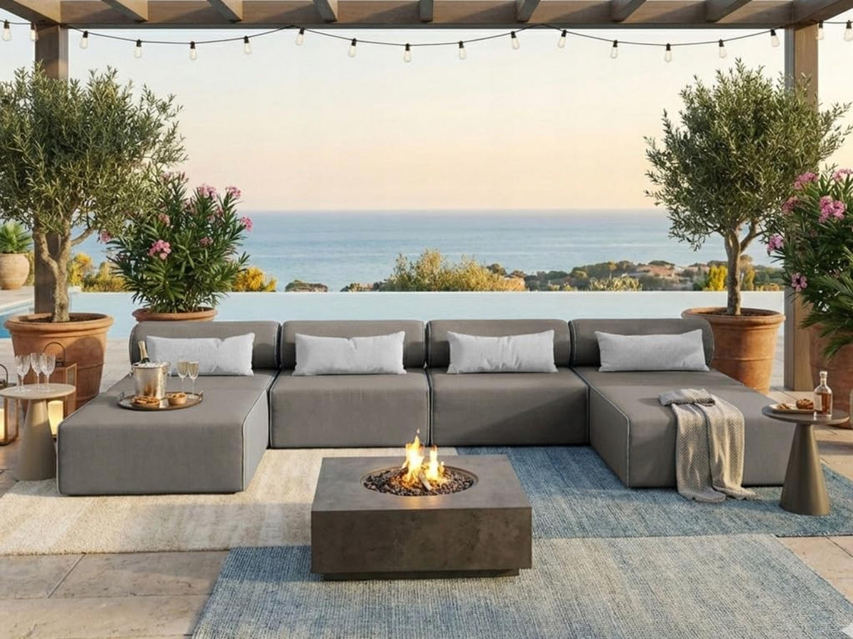 GARTENSOFA BALI XL - Wetterfeste Balkonmöbel & Lounge Sofa Außen - Moderne Outdoor Couch für Garten - Balkon & Terrasse - Beige - Beige, Kunststoff (448/78/100cm) - Trada