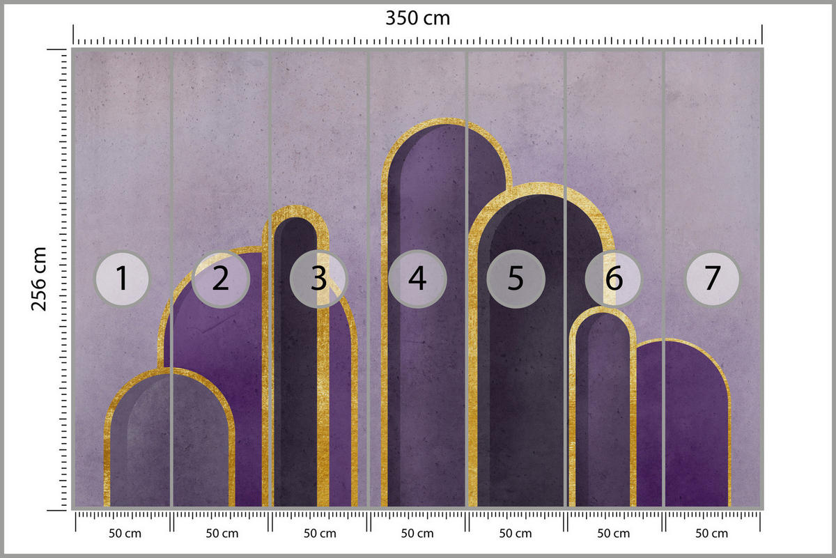 FOTOTAPETE Geometrische Muster Abstraktion Glamour 350x256 - Gelb/Beige, Papier (350/256cm) - Muralo
