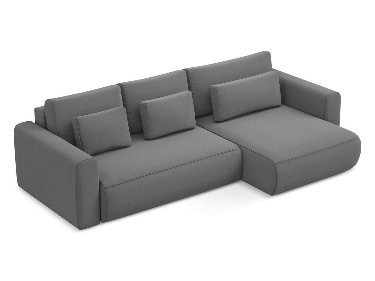 ECKSOFA mit Schlaffunktion Samt Stoff Grau - Schwarz/Grau, Kunststoff/Textil (278/149cm) - Makamii