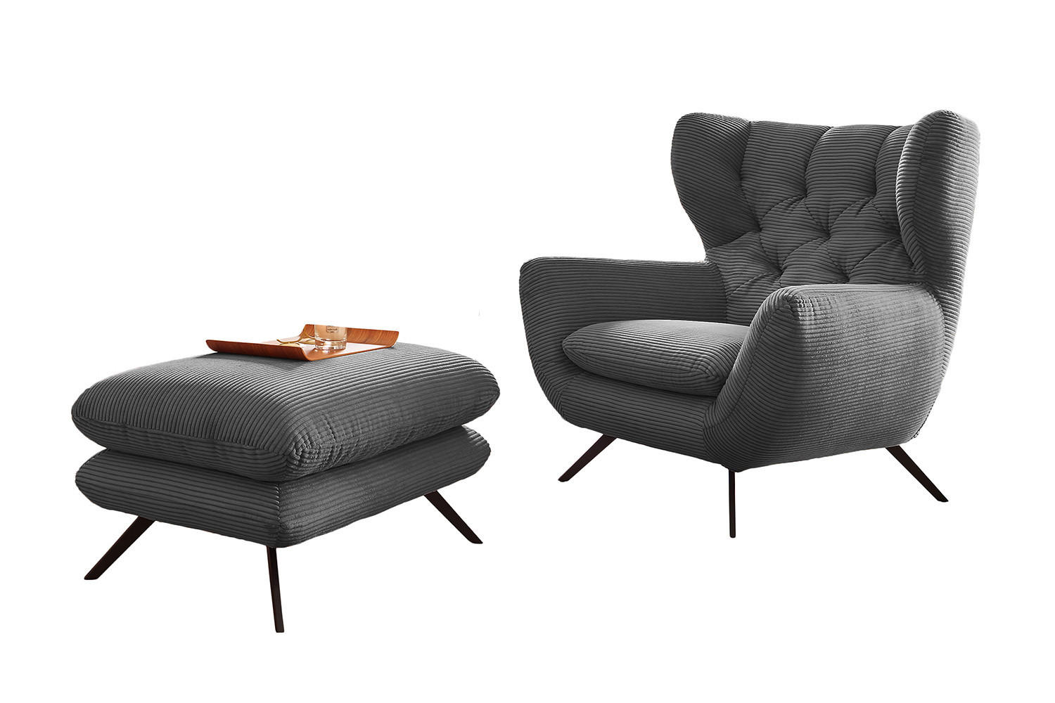 SESSEL CHARME Grau - Schwarz/Grau, Textil/Metall (100/106/95cm) - KAWOLA