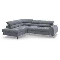 ECKSCHLAFSOFA Vinni Grau, Chenille-Stoff, links - Grau, Textil (265/205cm) - Beautysofa