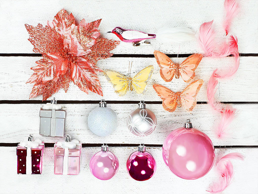 WEIHNACHTSBAUMSCHMUCK-SET PRINZESSIN ANNA, 135-teilig, für Weihnachtsbäume 240–270 cm, inkl. Aufbewahrungsbox - Pink/Silberfarben, Kunststoff/Textil (55/50/75cm) - LAALU