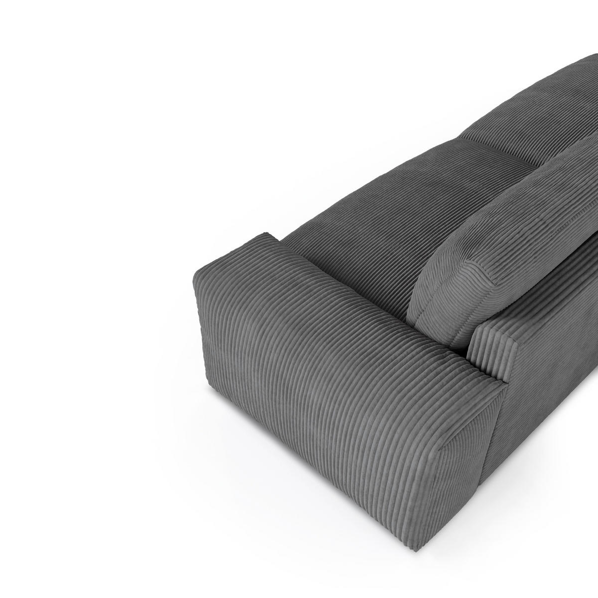 SOFA 3-SITZER Gerippter Samt Anthrazitgrau 220cm - Dunkelgrau/Anthrazit, Textil (220/47/120cm) - Sia Home