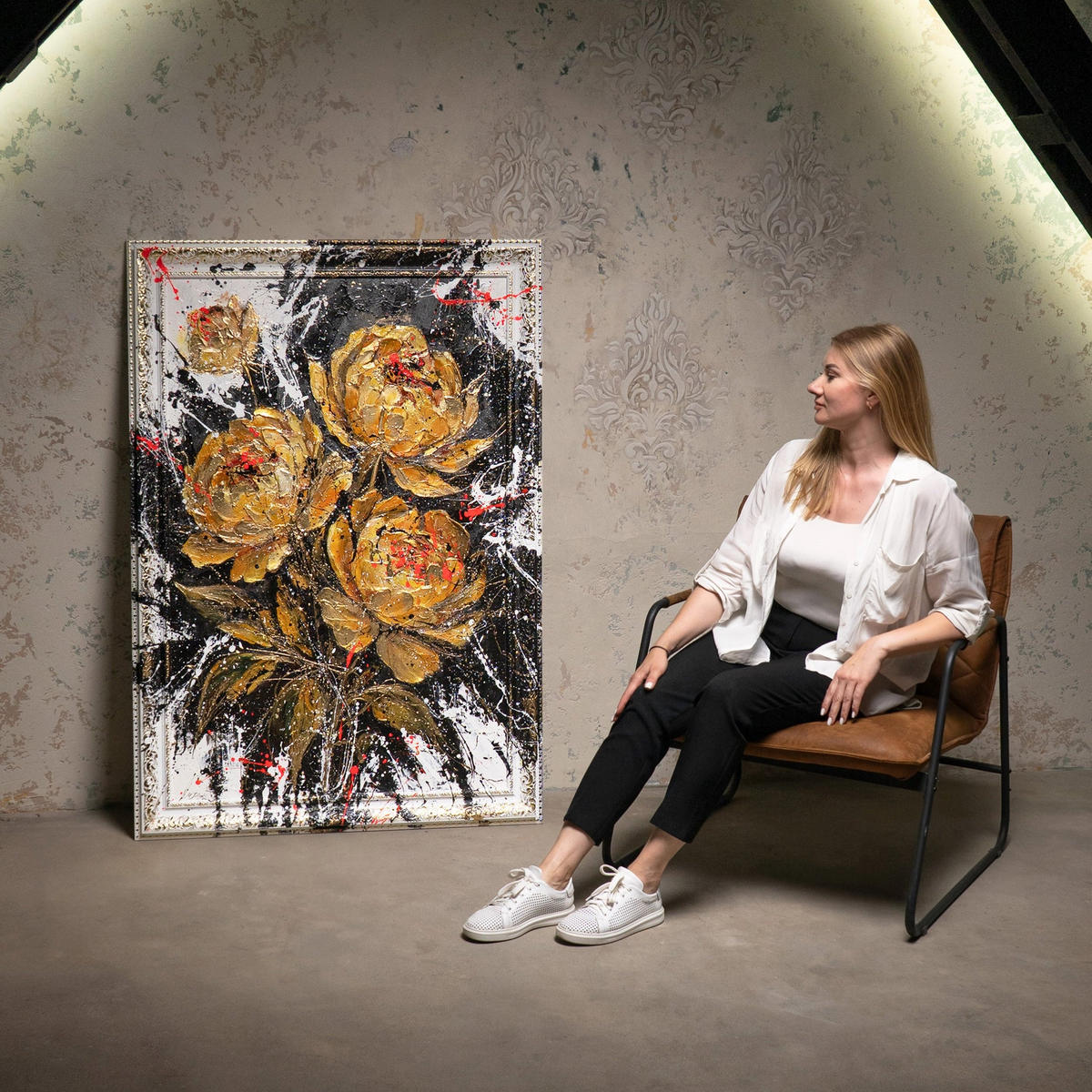 GEMÄLDE Samtiger Glanz Schattenfugenrahmen Weiß 140x100 cm - Weiß, Holz (140/100cm) - YS-art gallery