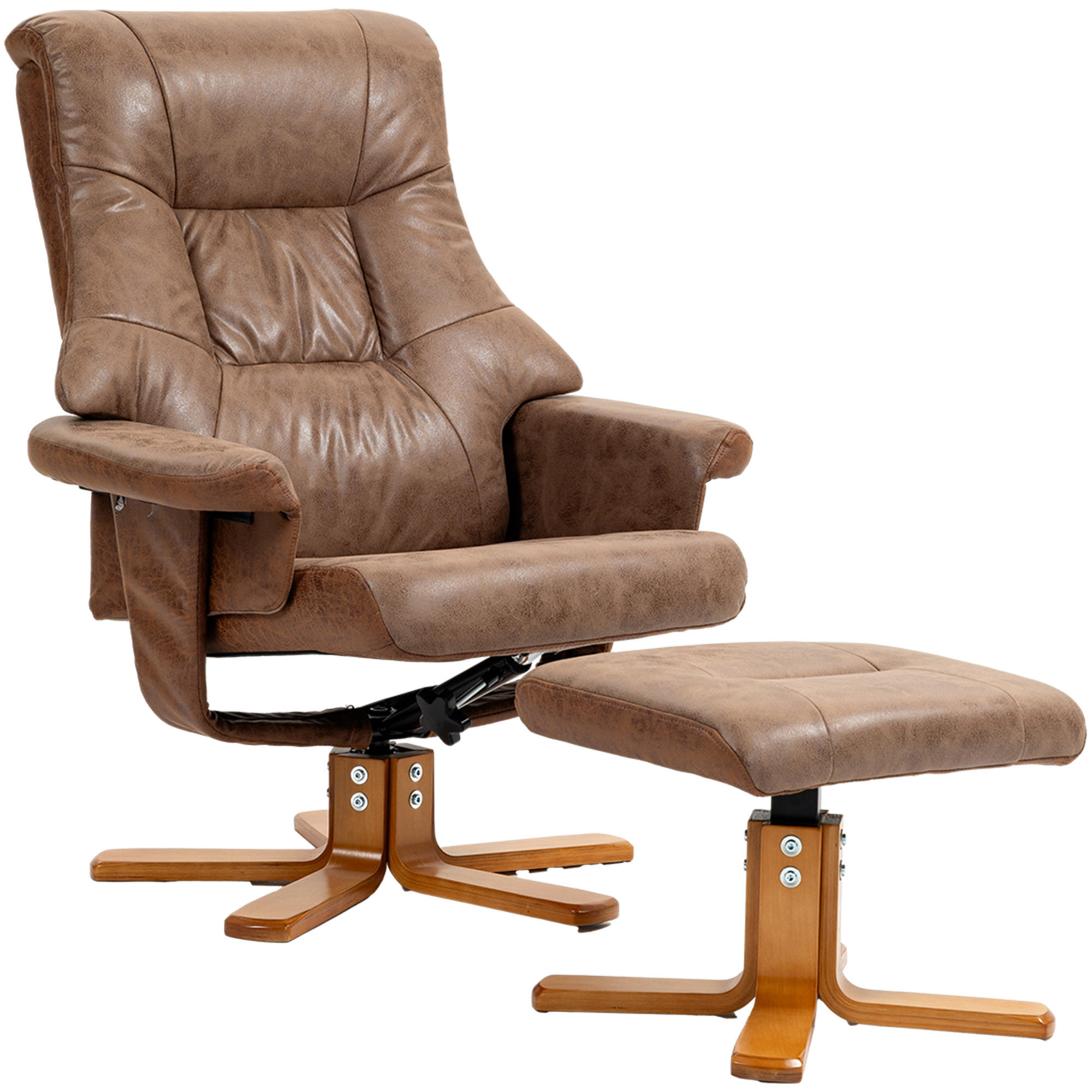RELAXSESSEL DE-17367 135° neigbar, 360° drehbar mit Fußstütze Braun - Braun, Holz (82.5/109/78cm) - ComfortXL