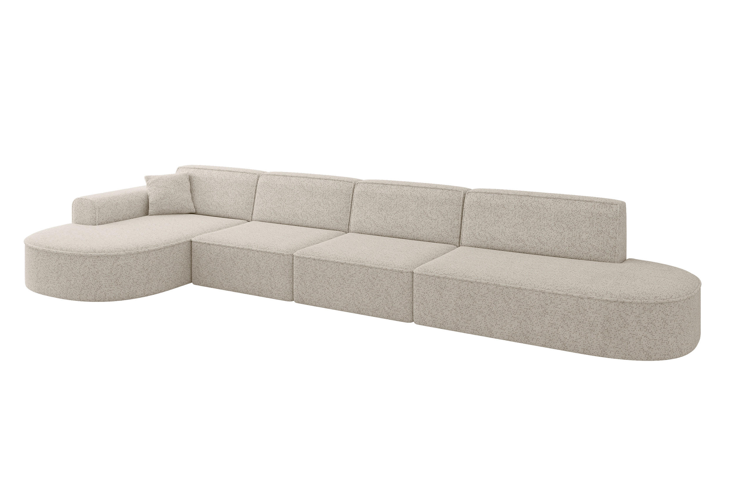 ECKSOFA Ottomane Links MARI-L3 - 413x171x79 cm Beige Tissu - Beige/Schwarz, Holzwerkstoff/Kunststoff (413/171cm) - ALTDECOR