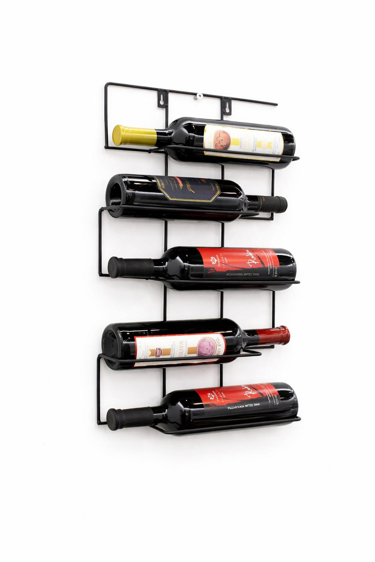 WEINREGAL Wand Metall Schwarz 33/8/53 cm - Schwarz, Metall (33/53/8cm) - DanDiBo