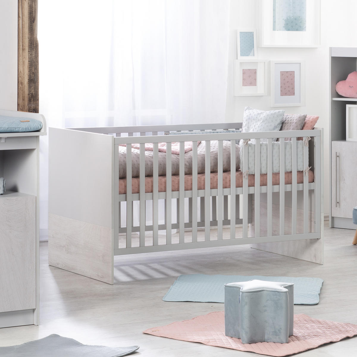 BABYBETT Maren 2 70 x 140 cm - Hellgrau, Holzwerkstoff (70/140cm) - Roba