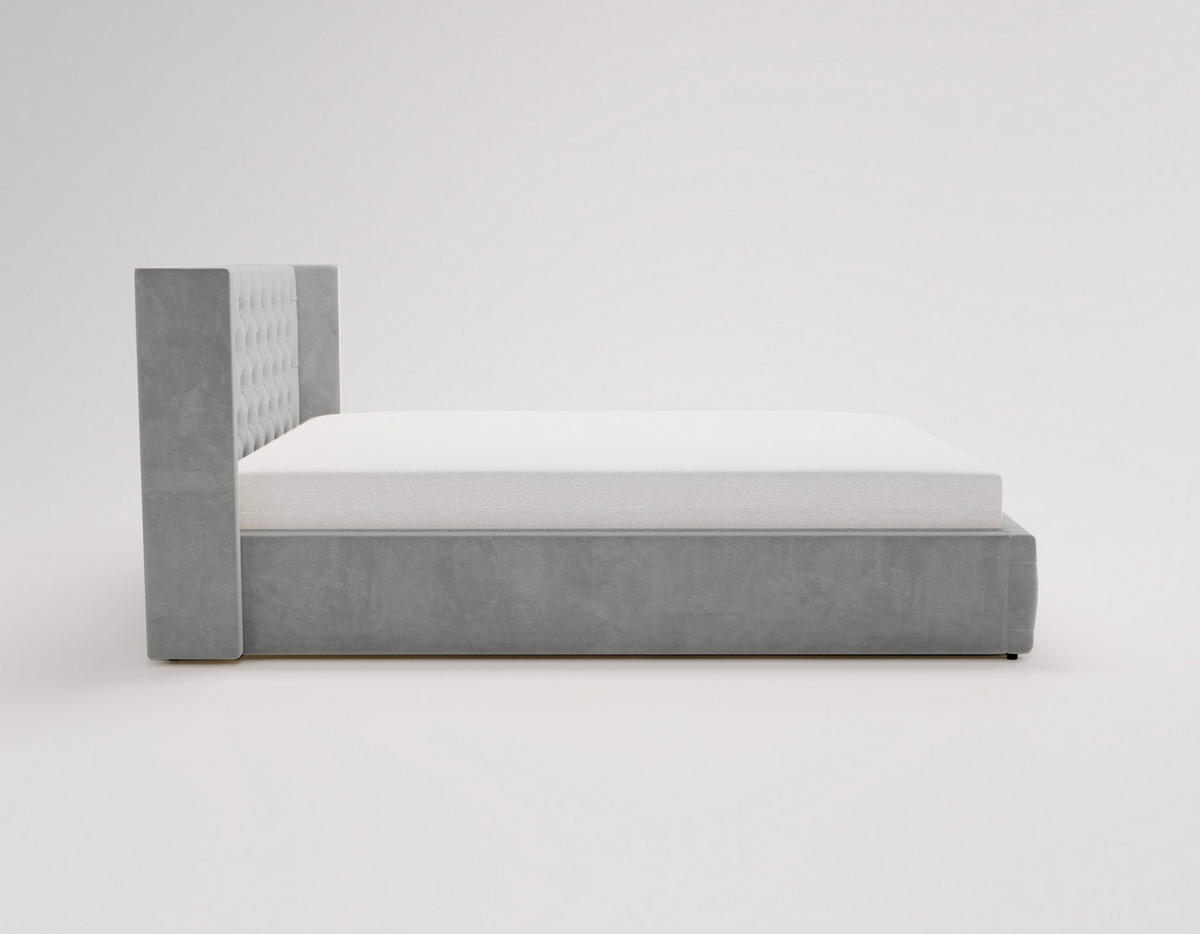 POLSTERBETT 200x200 cm Rolia, Glamour, Chesterfield, Hellgrau - Grau, Holz/Textil (200/200cm) - Emporius