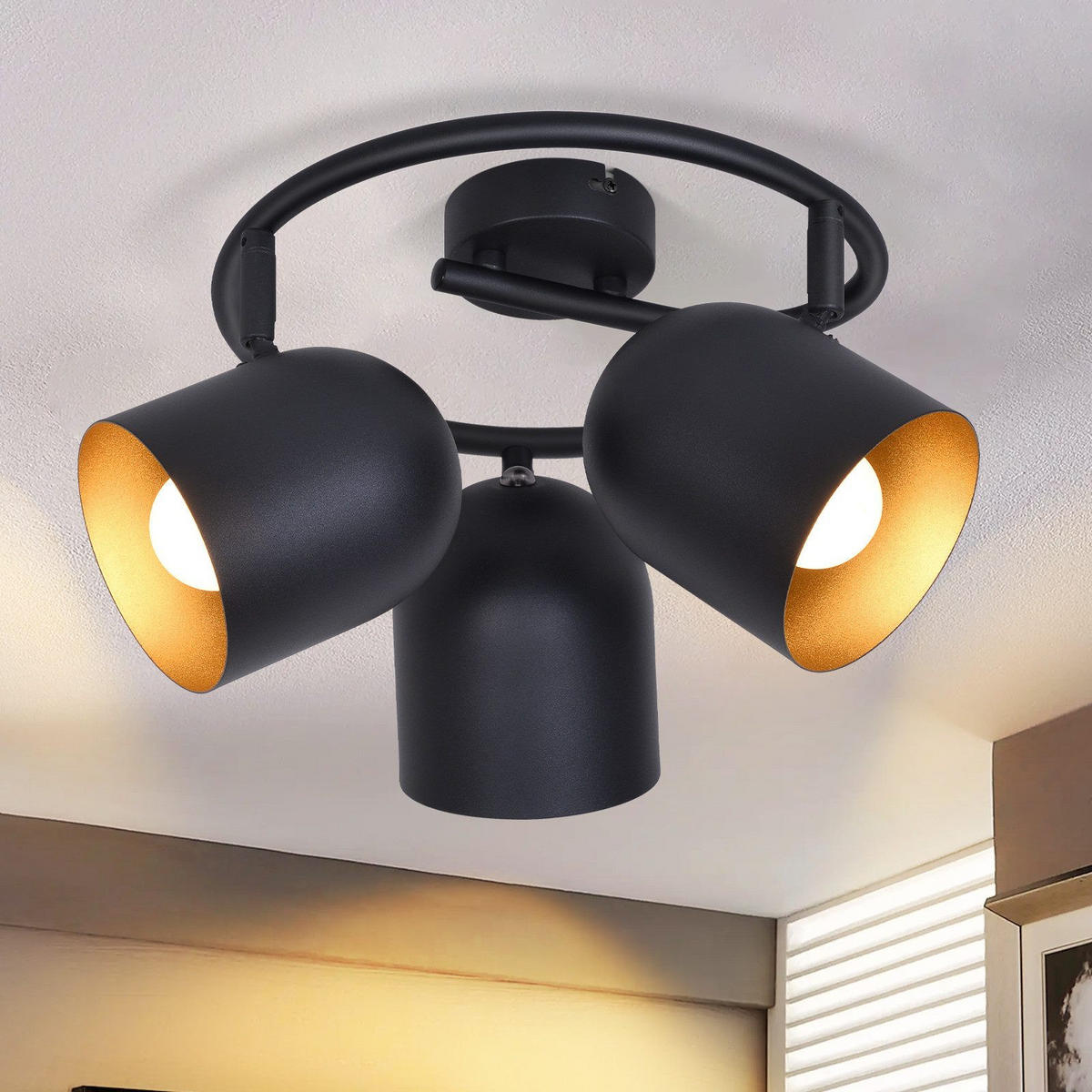 STRAHLER Gera 3-flammig 25/25/21 cm - Schwarz, Metall (25/25/21cm) - Nettlife