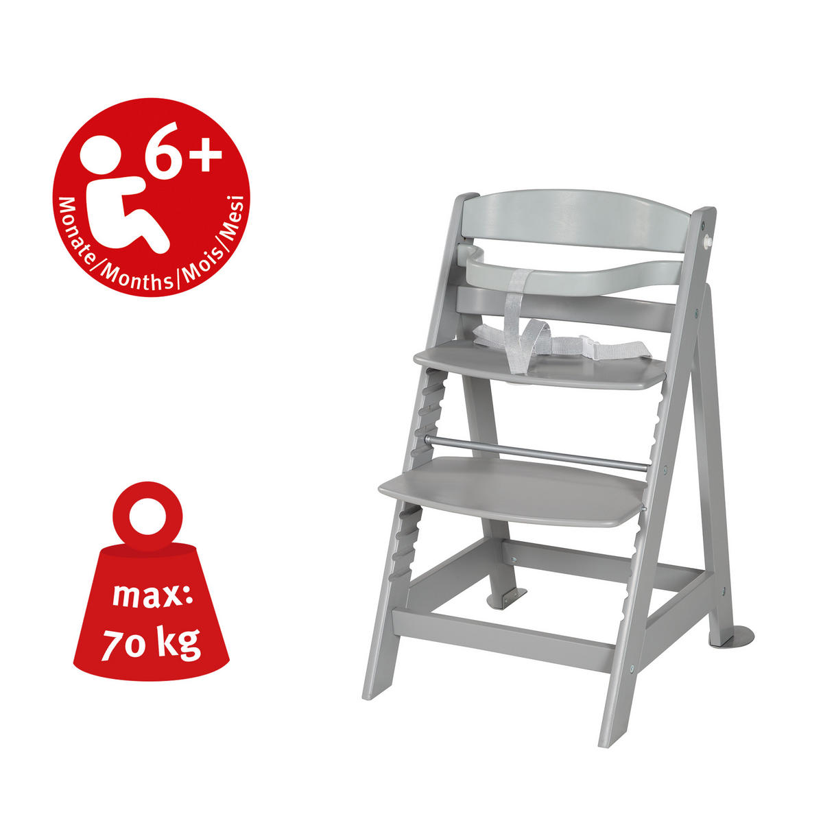BABYHOCHSTUHL Born Up mit Neugeborenenaufsatz Taupe - Taupe, Holzwerkstoff/Textil (46/94/66.5cm) - Roba