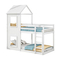 ETAGENBETT aus Kiefer 90x200 cm in Weiß mit Rausfallschutz im Baumhaus-Design - Weiß, Holz (90/200cm) - Modfu