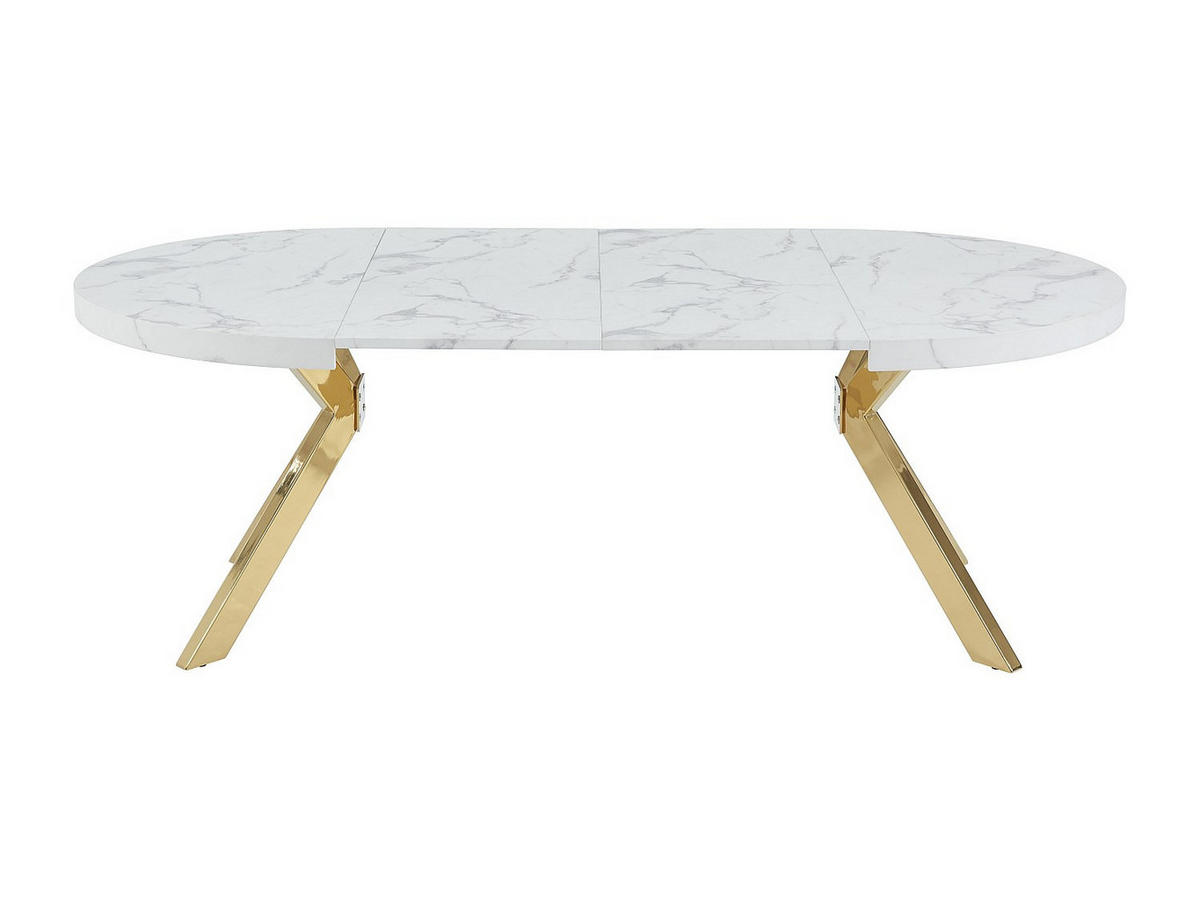 SET aus ausziehbarem Tisch und Stuhl - 12 -Sitzer - MDF - weiß, goldfarben - KOMONI - Weiß, Holz (220/76/120cm) - Vente-Unique