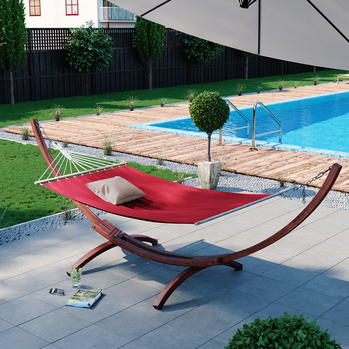 HÄNGEMATTE Rot 190 x 120 cm - Rot, Naturmaterialen (190/190/120cm) - OK-Living