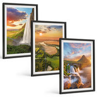 BILDER SET 3er Set - 40x60 cm Schwarzer Rahmen - Wasserfälle Landschaften im Westen - Schwarz, Kunststoff (40/60cm) - TULUP