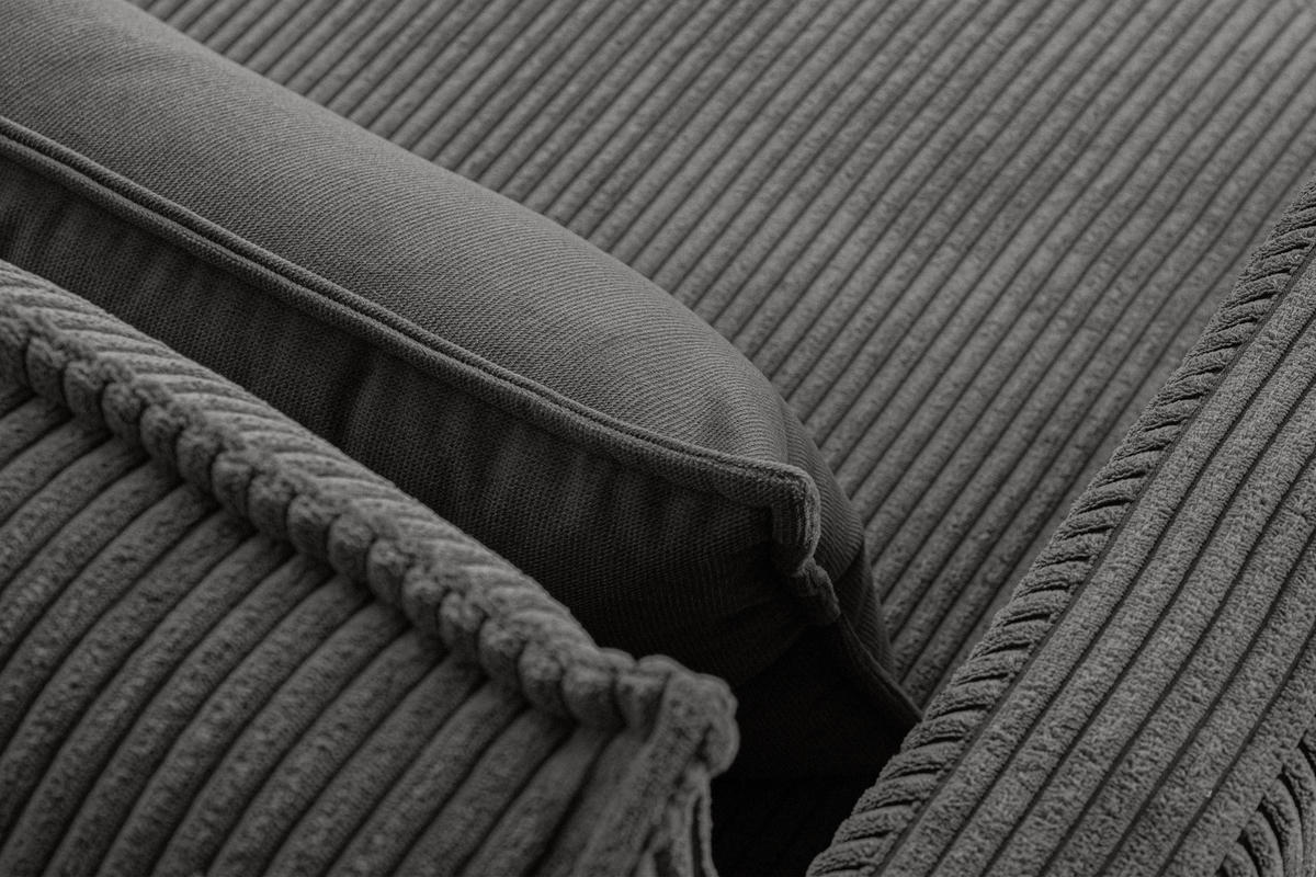 3-SITZER-SOFA GANZO 2 Kissen inklusive, Cord-Stoff, grau - Schwarz/Grau, Textil/Metall (193/84/92cm) - KONSIMO®