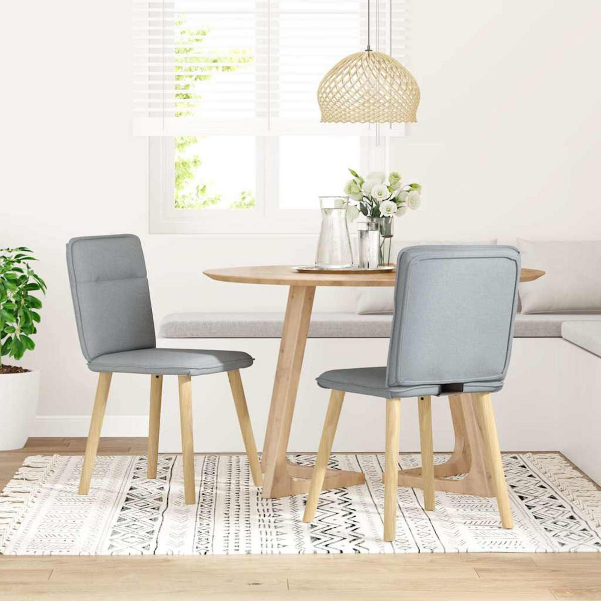 ESSZIMMERSTÜHLE 2 Stk. Hellgrau Stoff 45*54*86cm - Grau, Metall (45/86/54cm) - ZMH