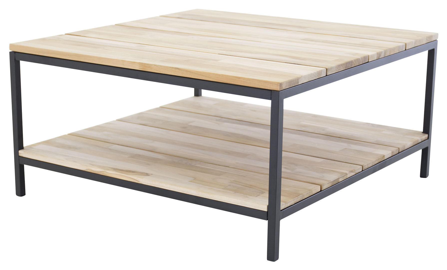 COUCHTISCH mit Ablage 80x80 cm - Teakfarben, Holzwerkstoff (80/80/40cm) - ebuy24