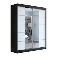 SCHWEBETÜRENSCHRANK 180 cm KOMFORT Farbe:Schwarz,weiß - Schwarz/Weiß, Holzwerkstoff (180/215/59.5cm) - A&J MöbelLand