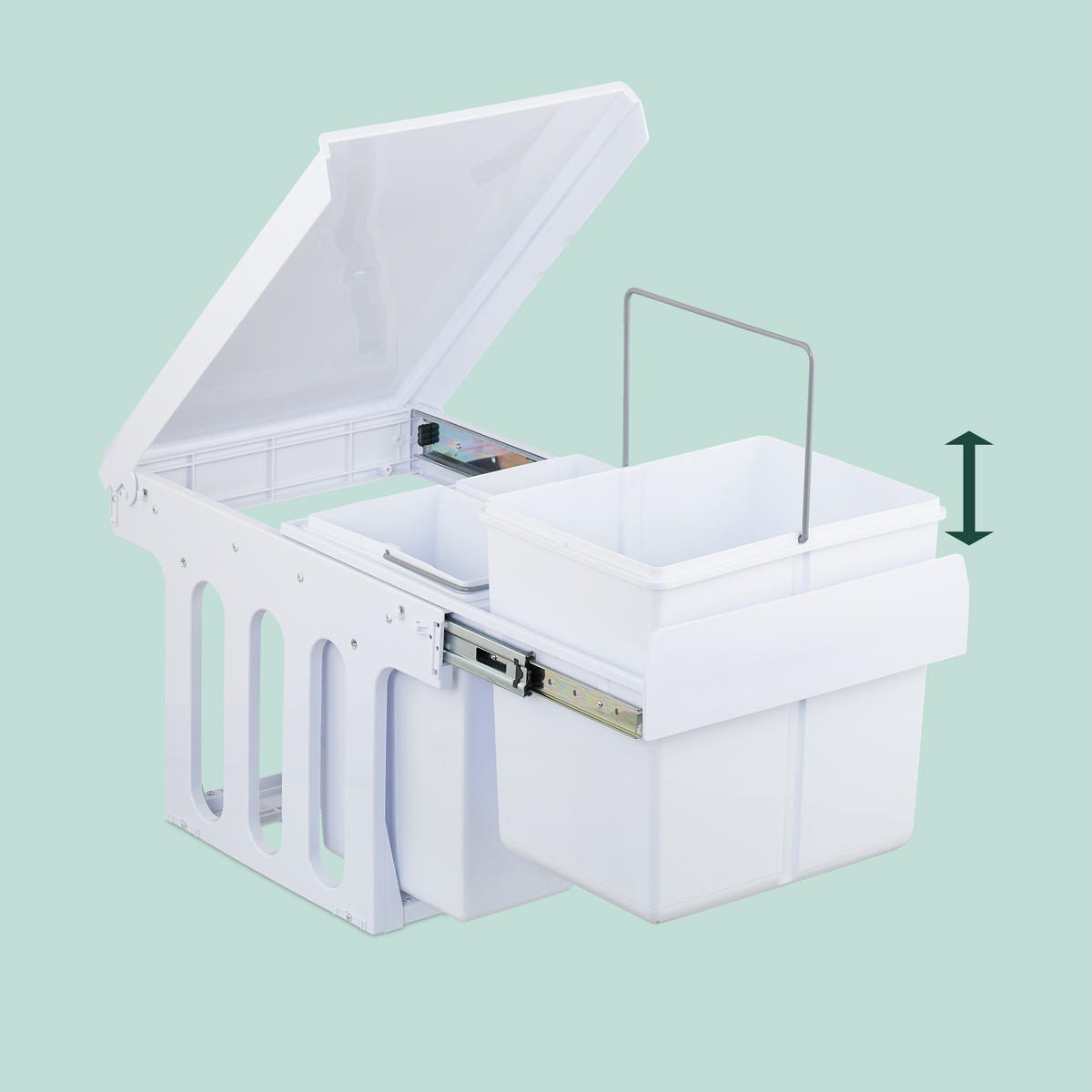 EINBAUMÜLLEIMER - Weiß, Kunststoff/Metall (34.3/35.1/48cm) - Relaxdays