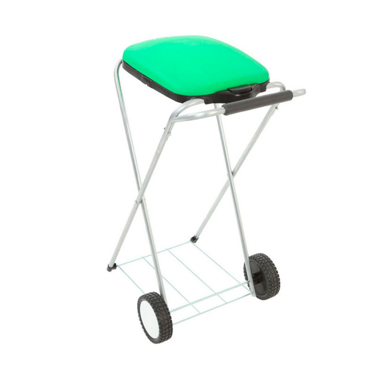 MÜLLEIMER Klassischer Abfallsackständer Mit Deckel und Rollen 83 x 44 x 56 cm Verzinkte Rohre Grün - Grün, Metall (44/83/56cm) - PROREGAL