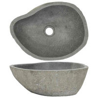 WASCHBECKEN Flussstein Oval (37-46)/(29-36) Cm - Taupe, Stein (36/15/46cm) - vidaXL