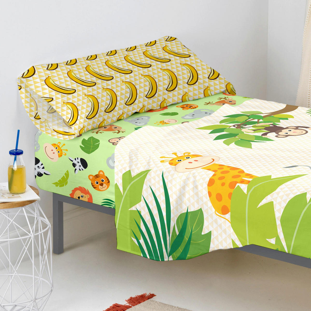 SPANNBETTTUCH wild 105x200x32 cm mehrfarbig - Multicolor, Textil (105/200cm) - Happy Friday