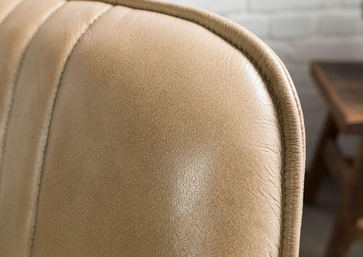 STUHL Echtleder 49 x 56 x 83 cm beige IRON LABEL #610 - Beige, Leder (49/83/56cm) - Massivmoebel24