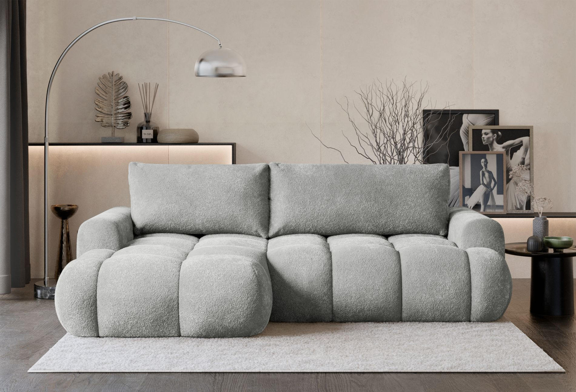 Thumbnail - Selsey Ecksofa, Hellgrau, Textil, 3-Sitzer, Ottomane links, L-Form,L-Form, 256x155 cm, Wohnzimmer, Sofas & Couches, Wohn...