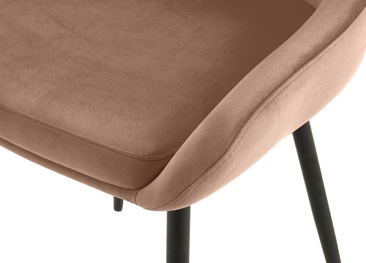 STUHL Samt Braun - Schwarz/Braun, Textil (50/86/53cm) - CLP