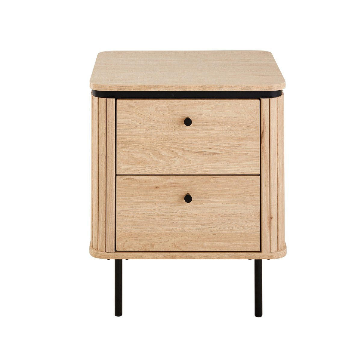 NACHTTISCH mit 2 Schubladen und seitlichem Rillen-Effekt H55 cm malaga 48/55/40 cm - Apfelbaumfarben, Holzwerkstoff (40/55/48cm) - Calicosy