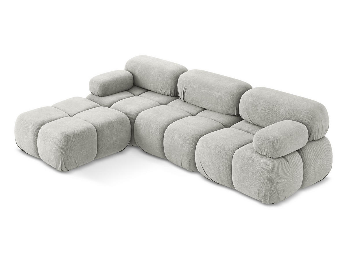 ECKSOFA Beidseitig Chenille Stoff Grau - Hellgrau/Schwarz, Kunststoff/Textil (285/191cm) - Makamii