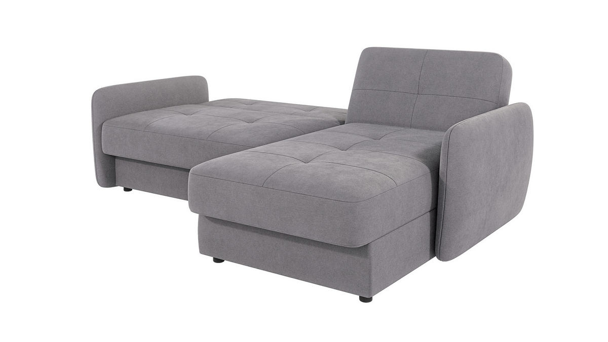 ECKSOFA Lupo Grau Mikrofaser - Schwarz/Grau, Holz/Kunststoff (232/147cm) - S-Style Möbel